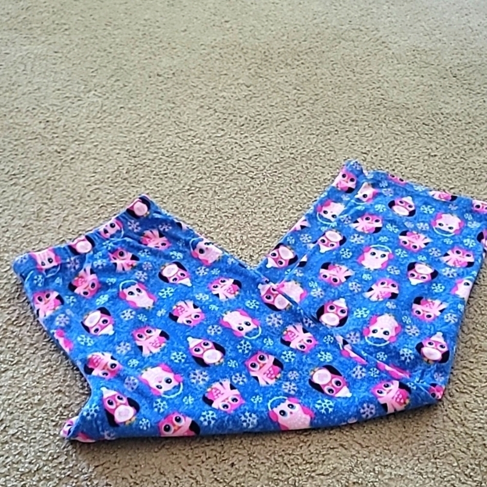 2X Owl Snowflake Holiday Fleece Pajama Pants
